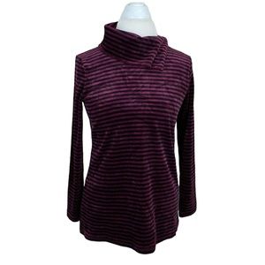 TALBOTS | STRIPE VELOUR COWLNECK TOP
